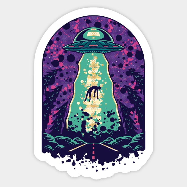 Colorful UFO Abduction // Beam Up Alien Sticker by SLAG_Creative